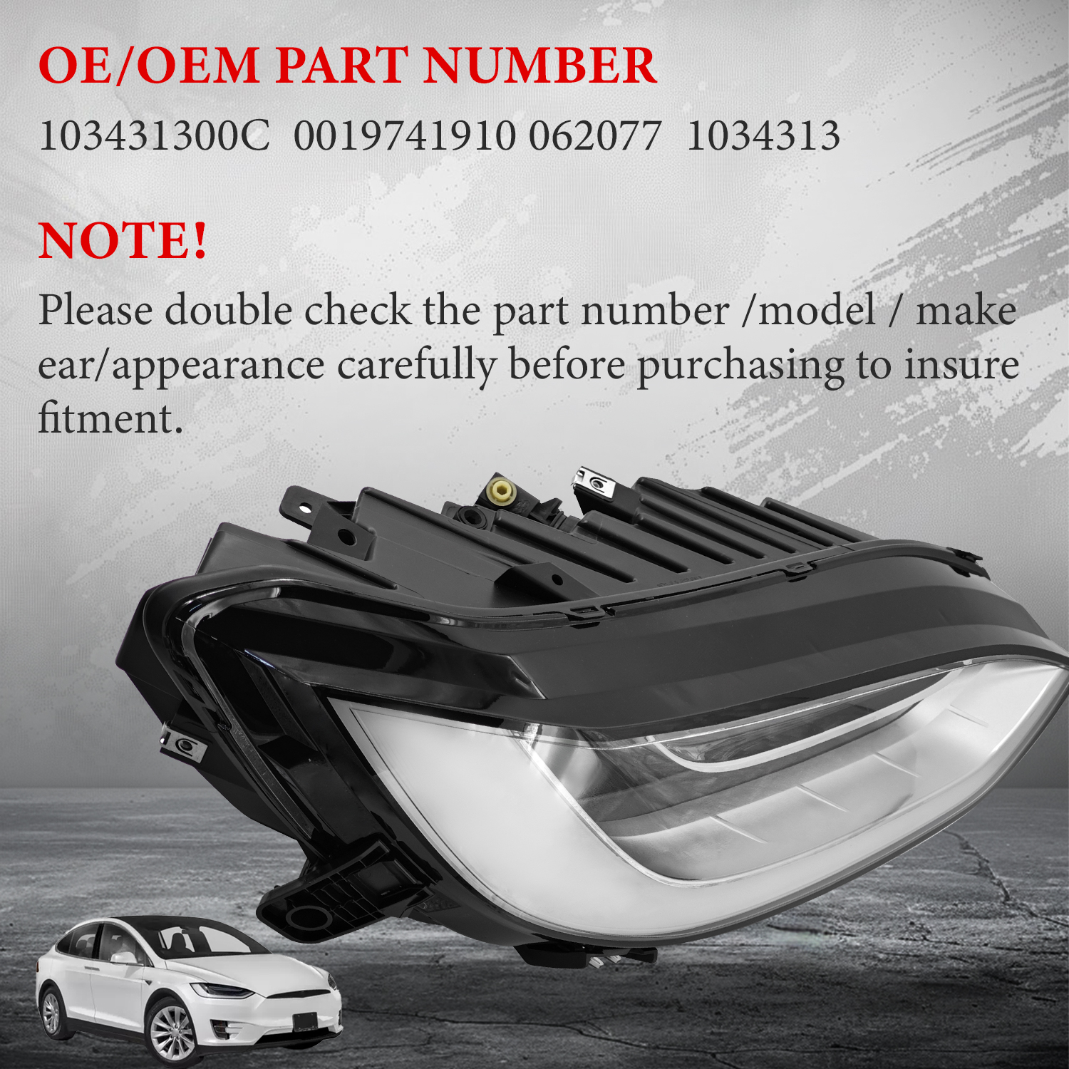 103431300C LED Right Passenger Side Headlight Compatible with 2015-2019 Tesla Model X 
