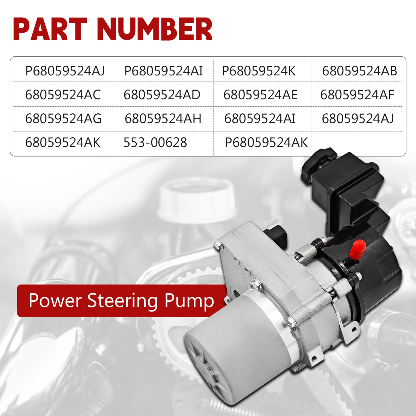 Electric Power Steering Pump w/Reservoir Compatible with Dodge Charger 3.6L 5.7L 2011-2015, Fit for Chrysler 300 3.6L 5.7L 2011-2014