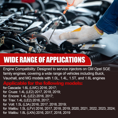 Fuel Injector Disassembly Tool Rail Assembly Replacer Master Tool Kit for GM Opel, Buick, Vauxhall & MG 1.0L, 1.4L, 1.5T, 1.6L Engines