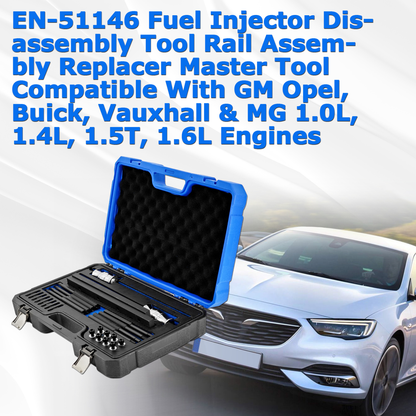 Fuel Injector Disassembly Tool Rail Assembly Replacer Master Tool Kit for GM Opel, Buick, Vauxhall & MG 1.0L, 1.4L, 1.5T, 1.6L Engines