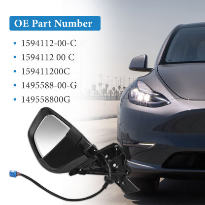 Gray Right Passenger Side Exterior View Mirror Compatible with Tesla Model Y 2020-2023 with Anti-Glare