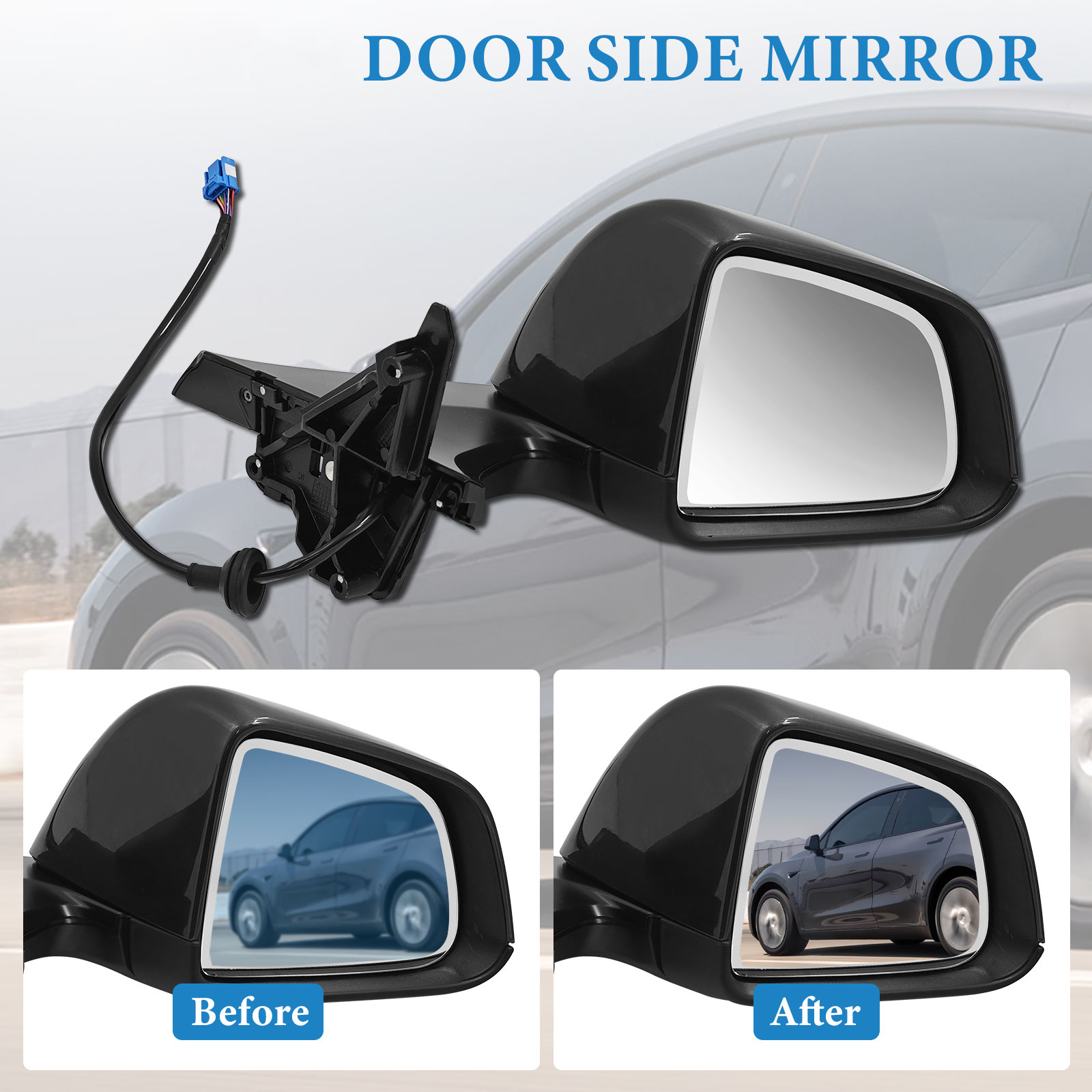 Gray Right Passenger Side Exterior View Mirror Compatible with Tesla Model Y 2020-2023 with Anti-Glare
