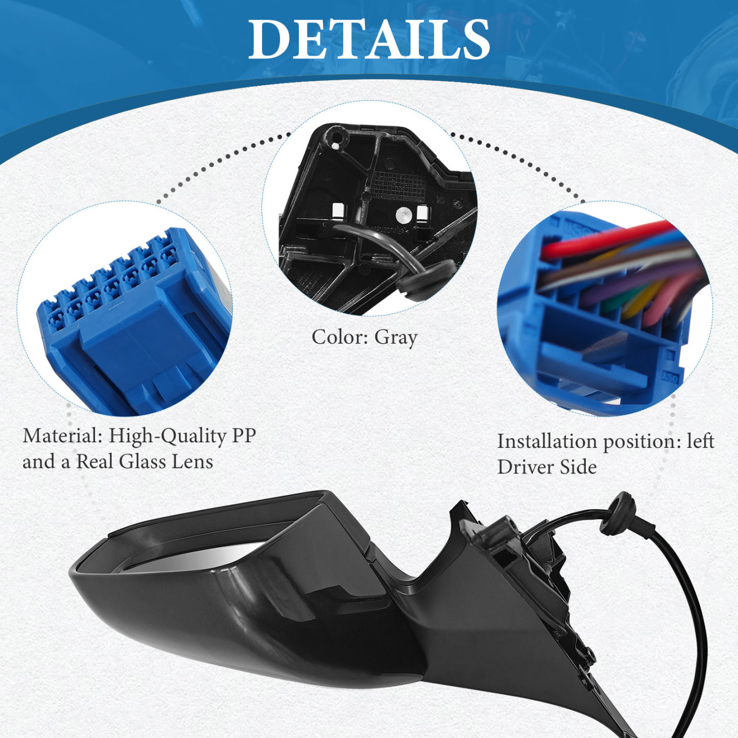 Gray Right Passenger Side Exterior View Mirror Compatible with Tesla Model Y 2020-2023 with Anti-Glare