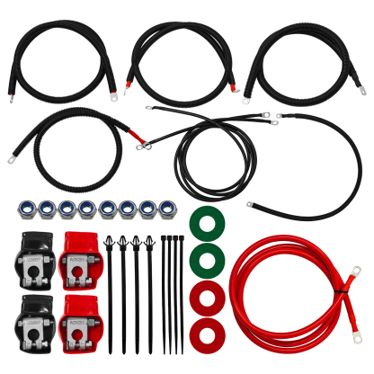  Battery Cable Kit for Ford Super Duty F250 F350 Excursion 1999-2003 7.3L Power Stroke Diesel Engine 2/0 Wire with 90 Degree Bend Atstarter
