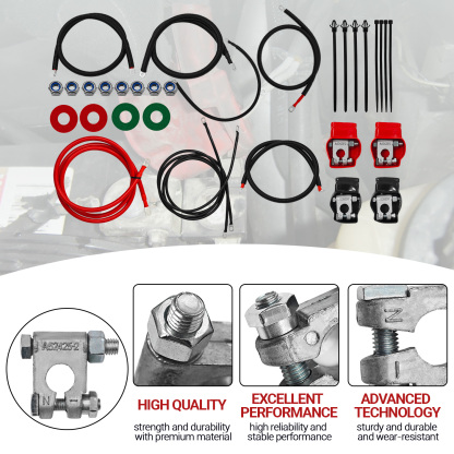  Battery Cable Kit for Ford Super Duty F250 F350 Excursion 1999-2003 7.3L Power Stroke Diesel Engine 2/0 Wire with 90 Degree Bend Atstarter