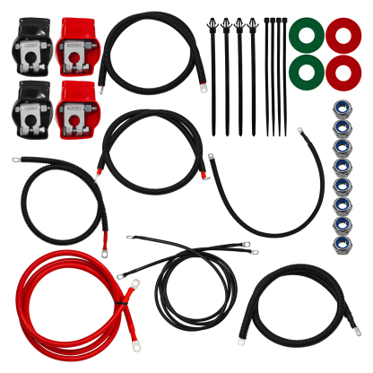  Battery Cable Kit for Ford Super Duty F250 F350 Excursion 1999-2003 7.3L Power Stroke Diesel Engine 2/0 Wire with 90 Degree Bend Atstarter