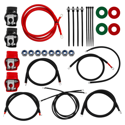  Battery Cable Kit for Ford Super Duty F250 F350 Excursion 1999-2003 7.3L Power Stroke Diesel Engine 2/0 Wire with 90 Degree Bend Atstarter