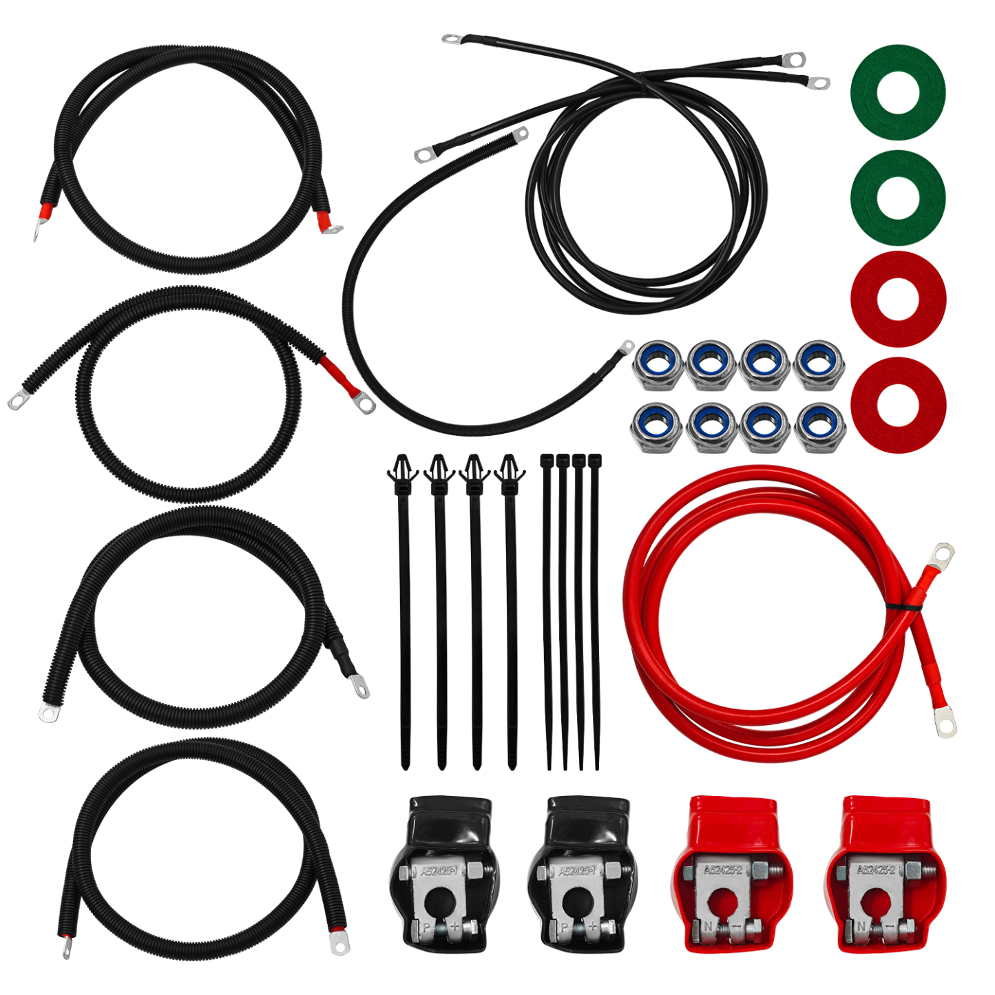  Battery Cable Kit for Ford Super Duty F250 F350 Excursion 1999-2003 7.3L Power Stroke Diesel Engine 2/0 Wire with 90 Degree Bend Atstarter