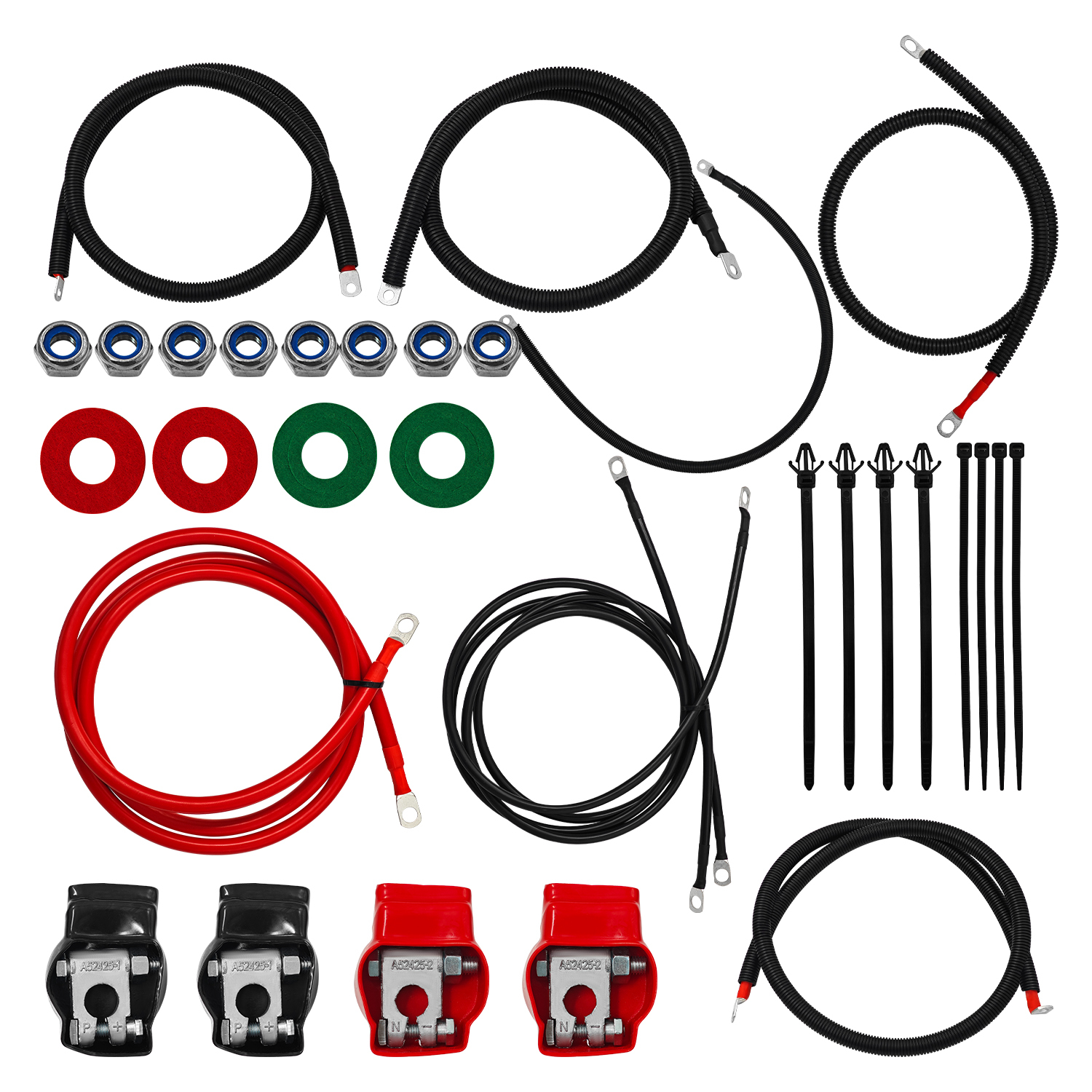  Battery Cable Kit for Ford Super Duty F250 F350 Excursion 1999-2003 7.3L Power Stroke Diesel Engine 2/0 Wire with 90 Degree Bend Atstarter
