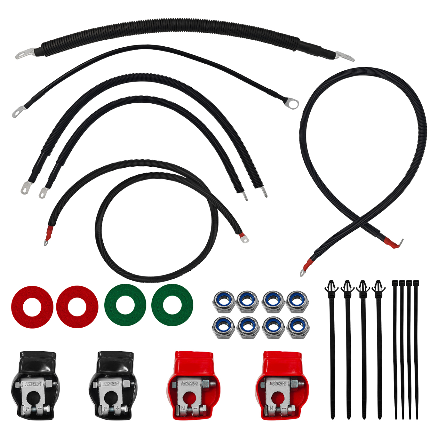 Battery Cable Kit for Ford Super Duty F250 F350 F450 Excursion 2003-2007 6.0L Power Stroke Diesel Engine 2/0 Wire w/90 Degree Bend Atstarter