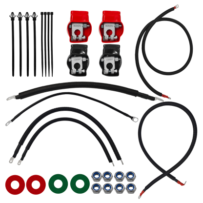 Battery Cable Kit for Ford Super Duty F250 F350 F450 Excursion 2003-2007 6.0L Power Stroke Diesel Engine 2/0 Wire w/90 Degree Bend Atstarter