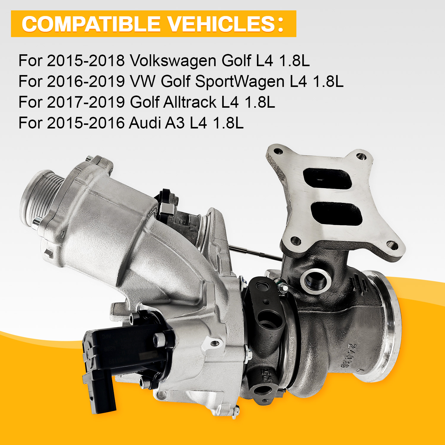 RHF4 Turbocharger w/Actuator Fits Audi A3 L4 1.8L 2015-2016, VW Golf 2015-2018, Golf Alltrack 2017-2019, SportWagen 2015-2019 L4 1.8L