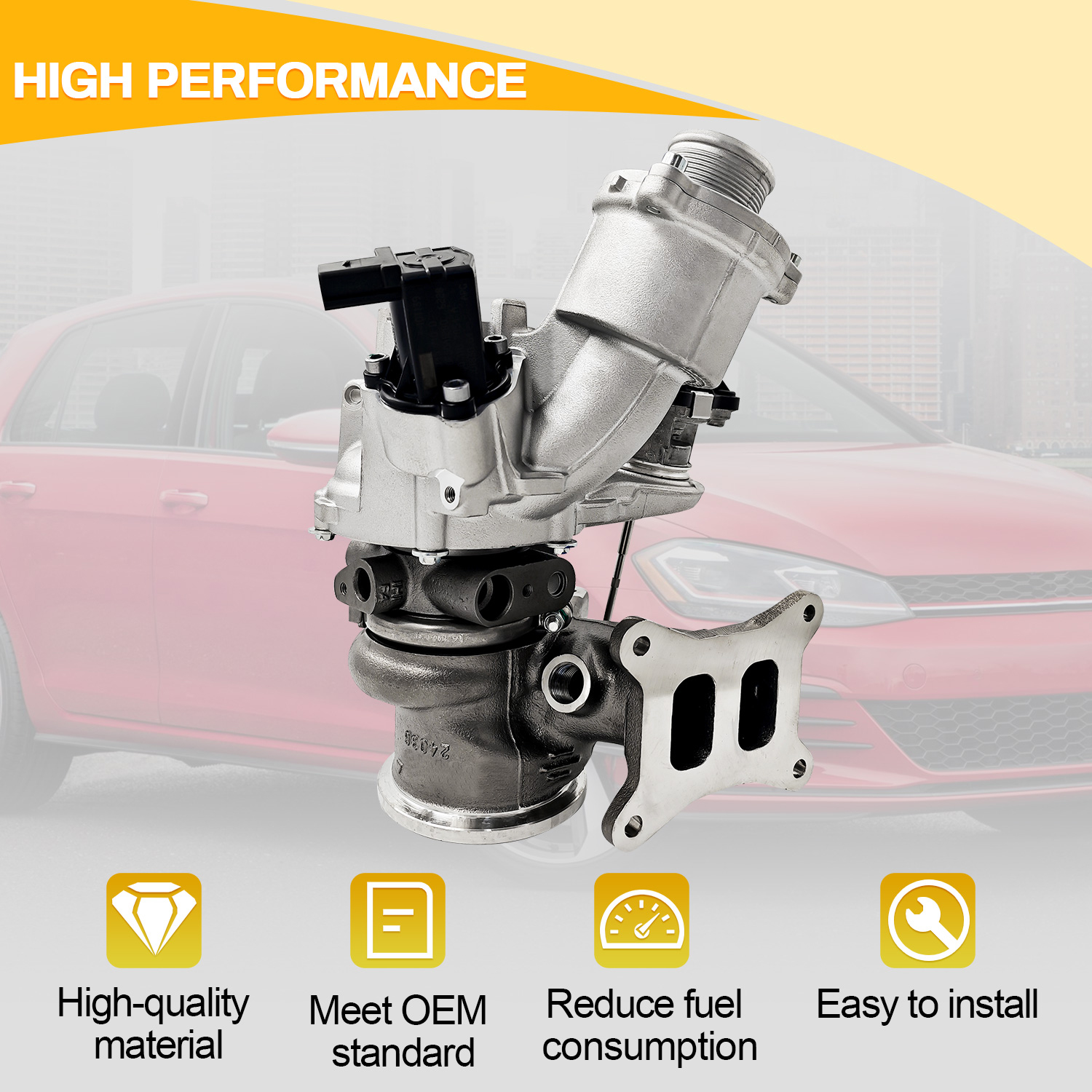 RHF4 Turbocharger w/Actuator Fits Audi A3 L4 1.8L 2015-2016, VW Golf 2015-2018, Golf Alltrack 2017-2019, SportWagen 2015-2019 L4 1.8L