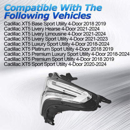 84849607 Left Driver Side LED Headlight w/DRL Compatible with Cadillac XT5 2017-2023 Glass Lens