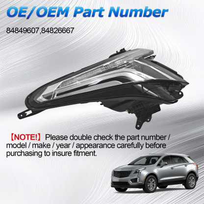 84849607 Left Driver Side LED Headlight w/DRL Compatible with Cadillac XT5 2017-2023 Glass Lens