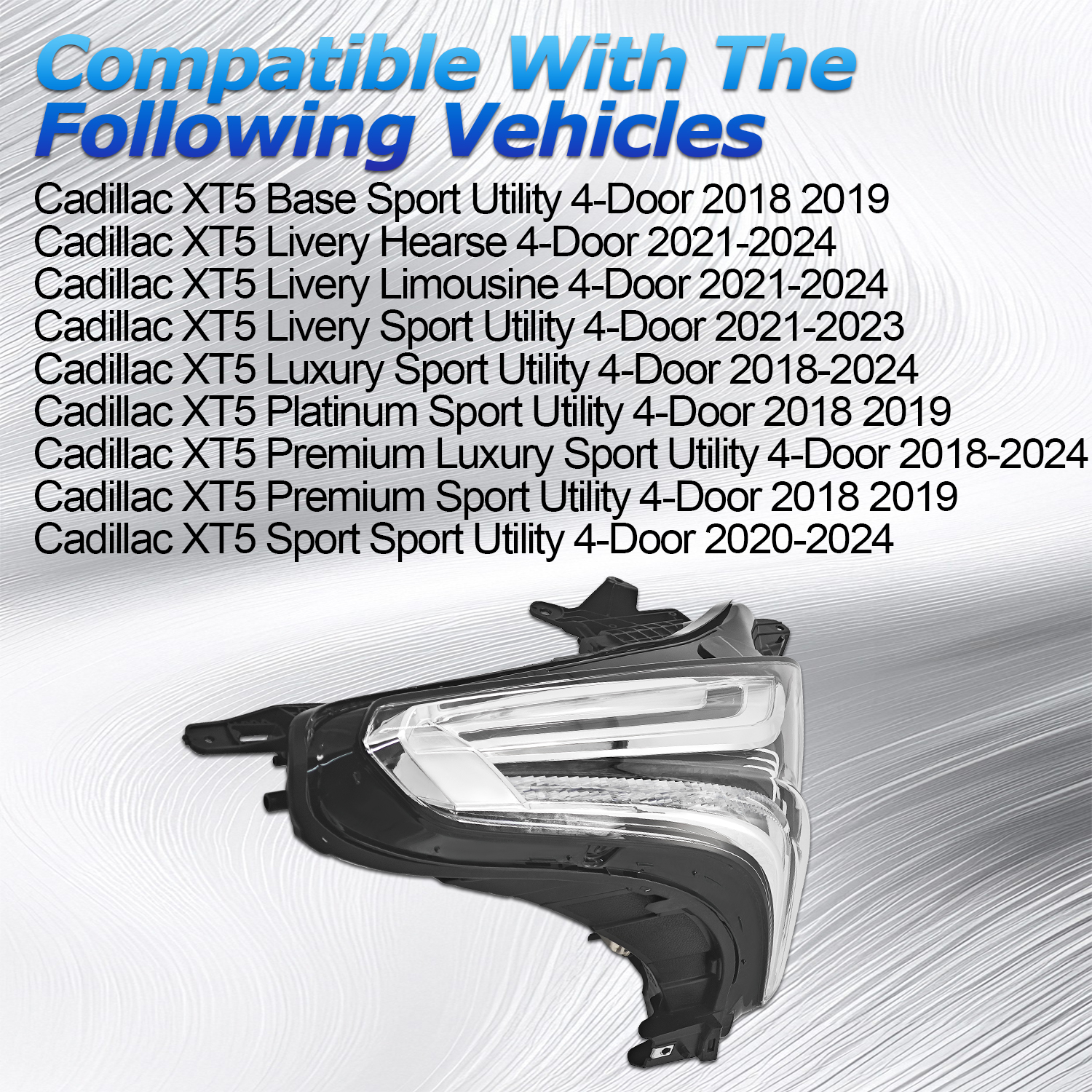 84849606 Right Passenger Side LED Headlight w/DRL Compatible with Cadillac XT5 2017-2023 Glass Lens