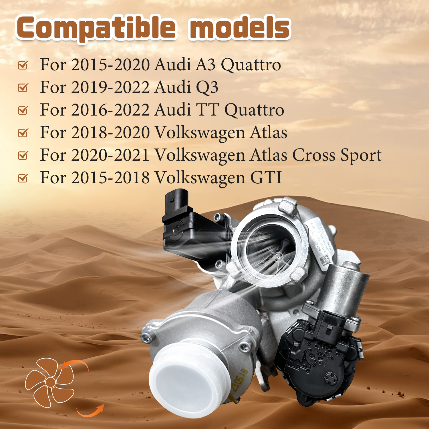 Turbocharger for Audi A3 Quattro 2015-2020, Q3 2019-2022, TT Quattro 2016-2022 for Volkswagen Atlas 2018-2020, Atlas Cross Sport 2020-2021, GTI 2015-2018