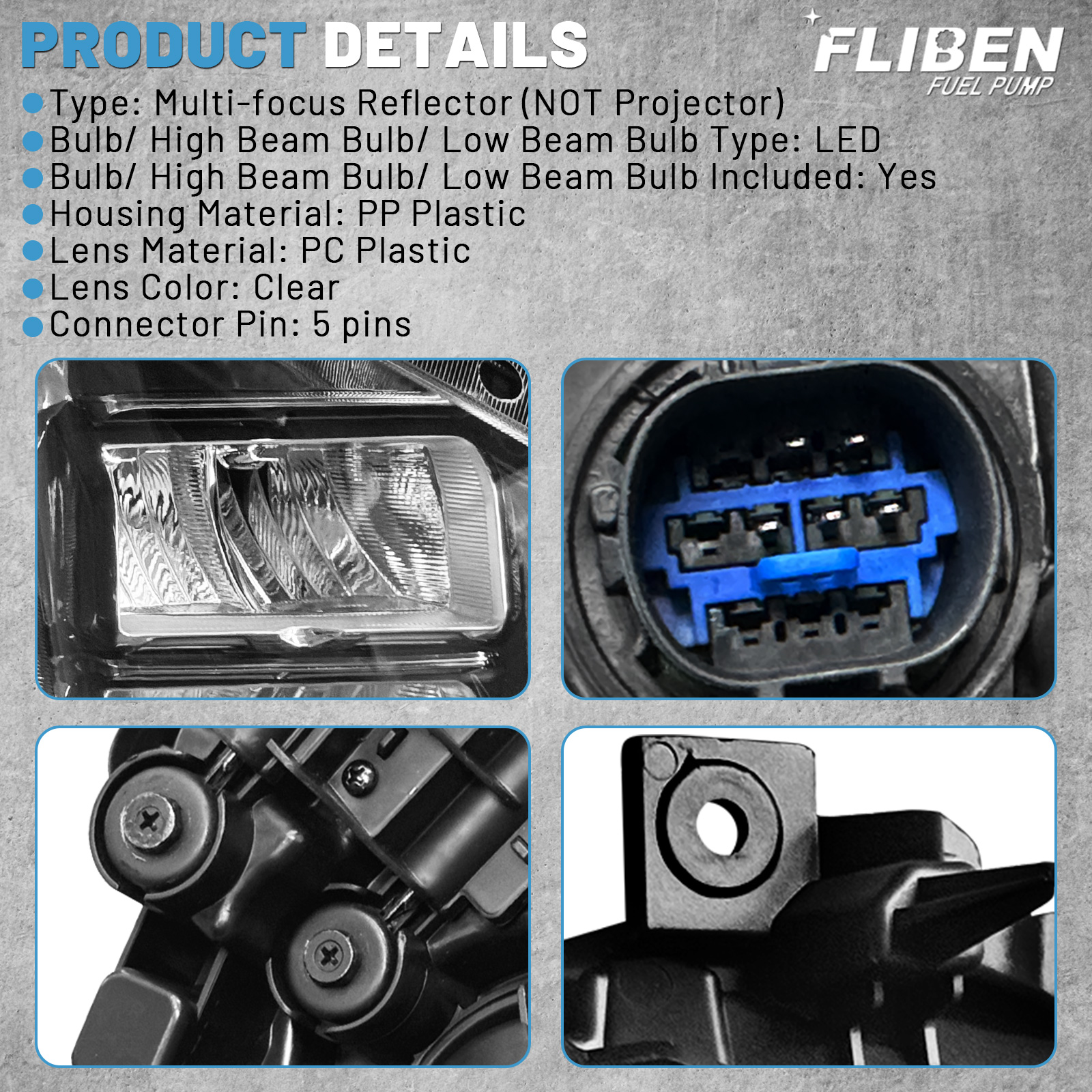 Headlight Assembly fit for Hyundai Tucson SE SEL 2022-2024 Front LED Headlamp (Left Driver Side)