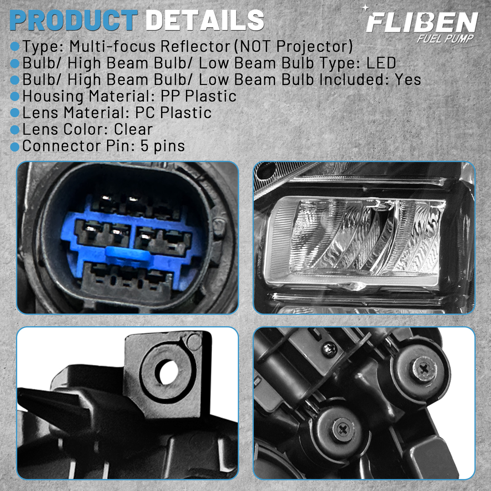 Headlight Assembly fit for Hyundai Tucson SE SEL 2022-2024 Front LED Headlamp (Right Passenger Side)