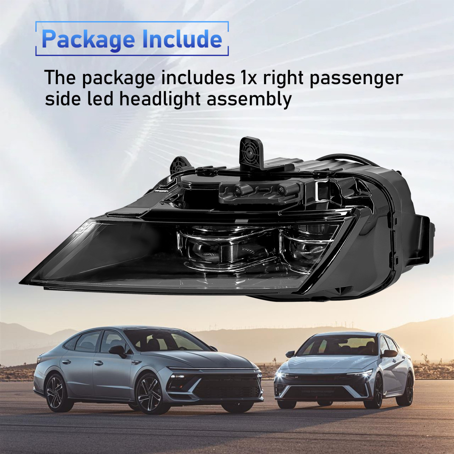 LED Headlight Assembly Fits For Hyundai Sonata 2024-2025 2.0L 2.5L L4 Double Beam -Right Passenger Side