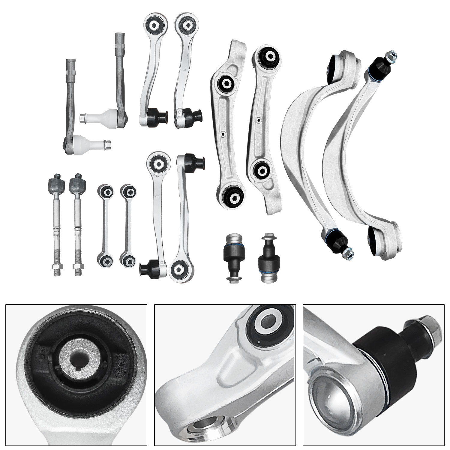 16 Pcs Front Upper Lower Control Arm Suspension Kit with Ball Joints Link Fits for Audi A8 Quattro D4 TDI W12 S8 2011-2016