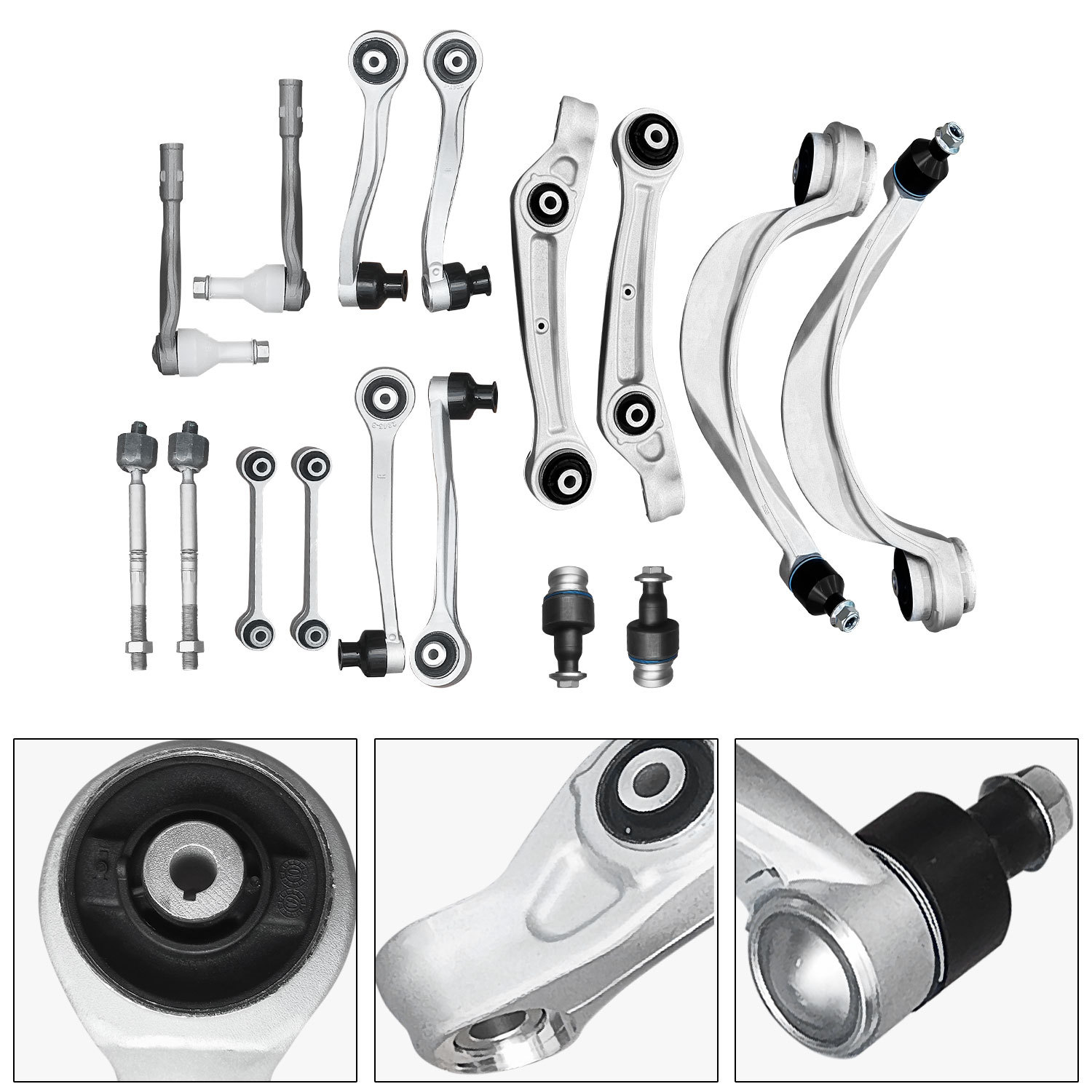 16 Pcs Front Upper Lower Control Arm Suspension Kit with Ball Joints Link Fits for Audi A8 Quattro D4 TDI W12 S8 2011-2016