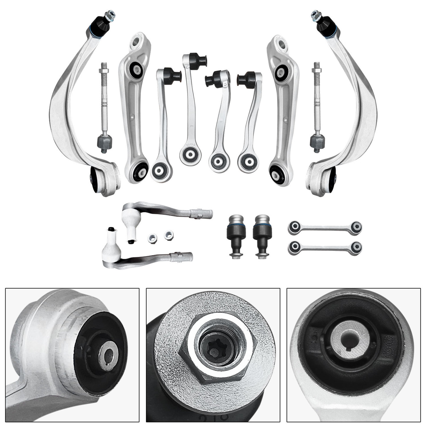 16 Pcs Front Upper Lower Control Arm Suspension Kit with Ball Joints Link Fits for Audi A8 Quattro D4 TDI W12 S8 2011-2016