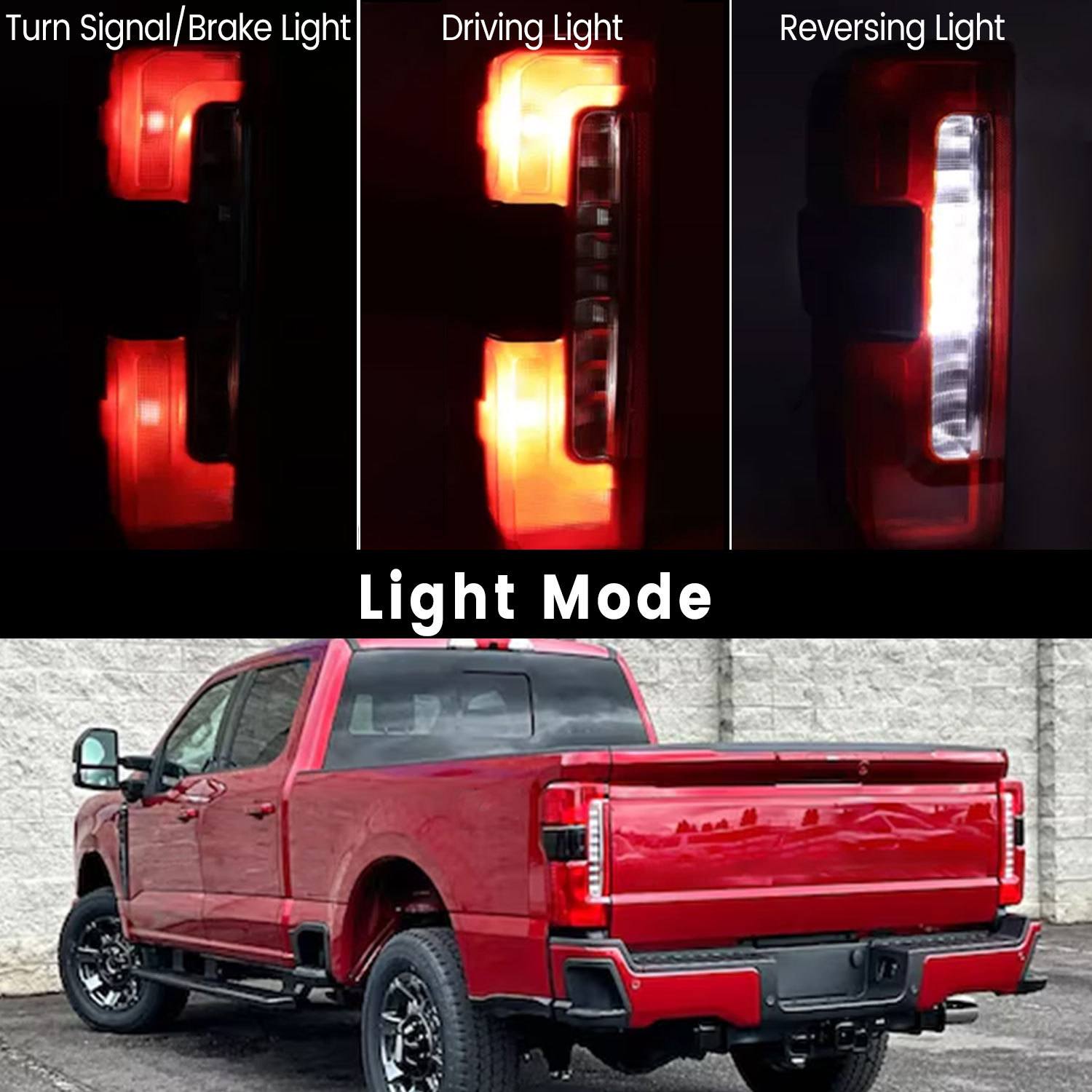 Left Driver Side LED Type Tail Light Assembly w/Blind Spot for 2023-2024 Ford F250 F350 Super Duty 