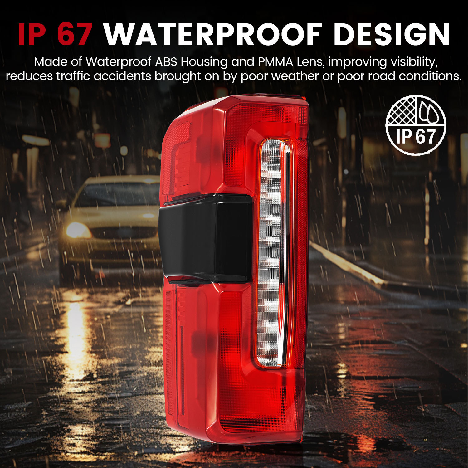 Left Driver Side LED Type Tail Light Assembly w/Blind Spot for 2023-2024 Ford F250 F350 Super Duty 