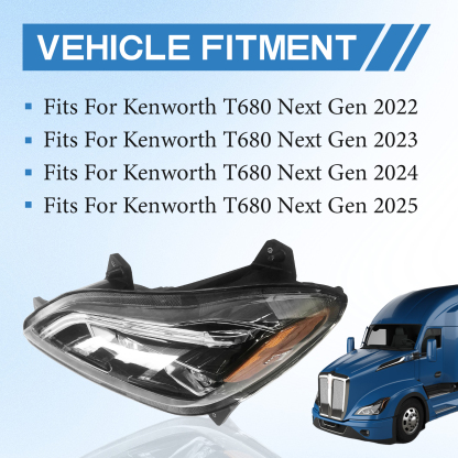 LED Headlight Fits for 2022-2025 Kenworth T680 Next Gen-Left Driver Side 