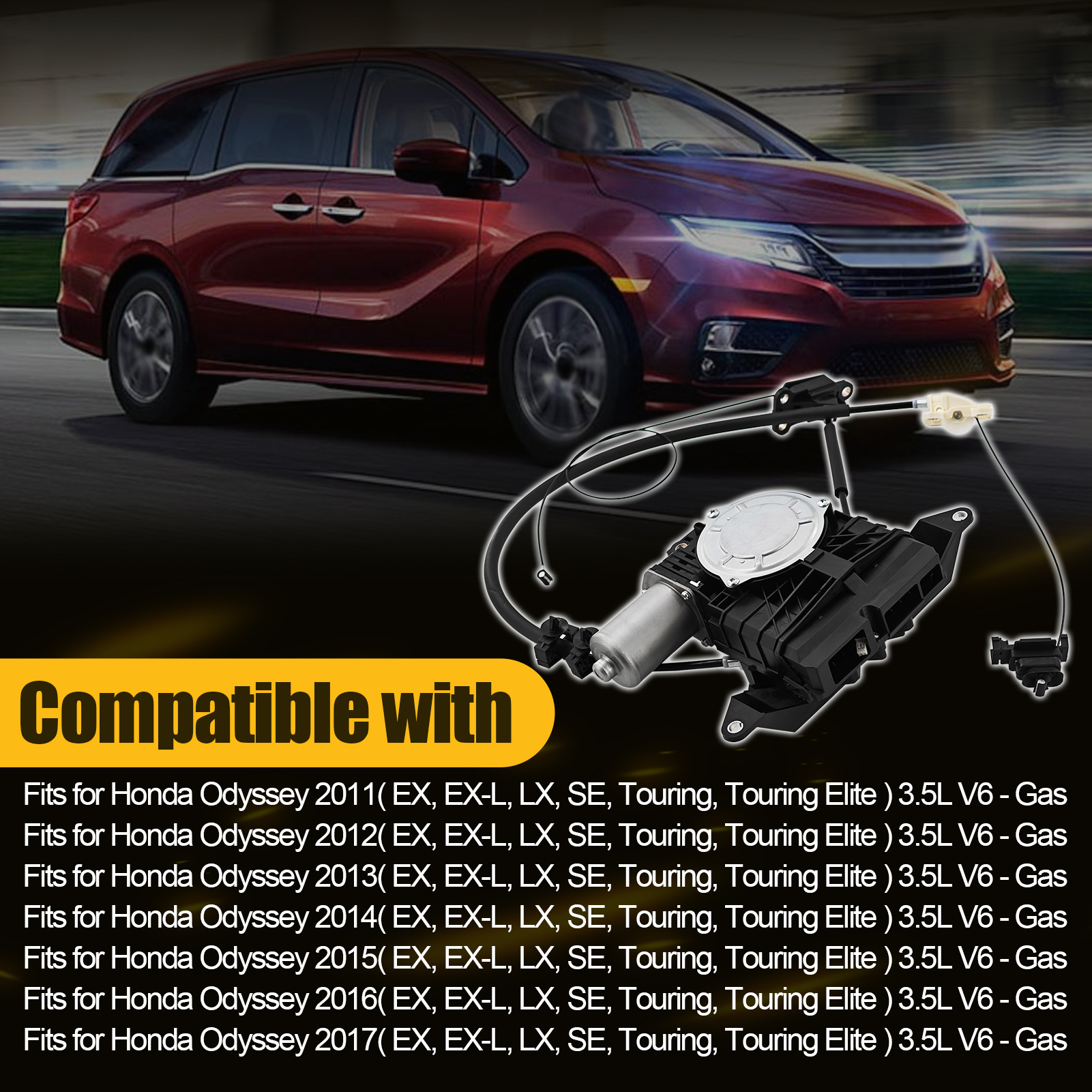 Left Driver Side Power Sliding Door Motor Assembly w/Cable for Honda Odyssey 3.5L V6 2011-2017