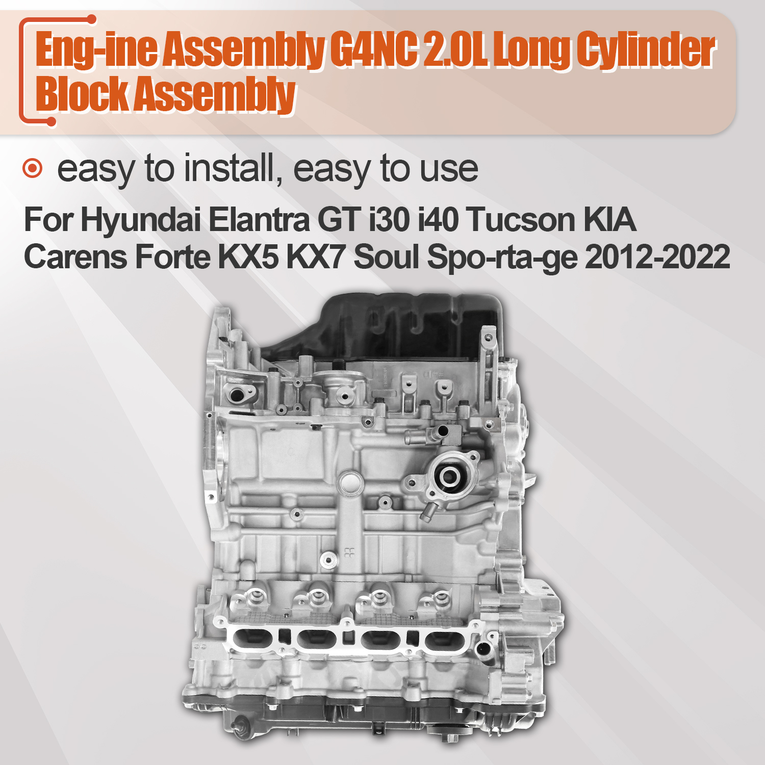 G4NC 2.0L Engine Assembly Fits Hyundai Elantra i30 i40 Tucson (2012–2020) & Kia Carens Forte KX5 KX7 Soul Sportage (2012–Present)