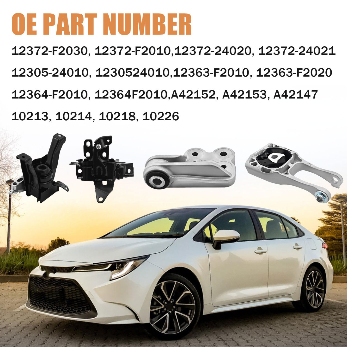 Engine Motor Mount & Transmission Mount Set Compatible with Toyota Corolla 2.0 L L4 CVT 2019-2021