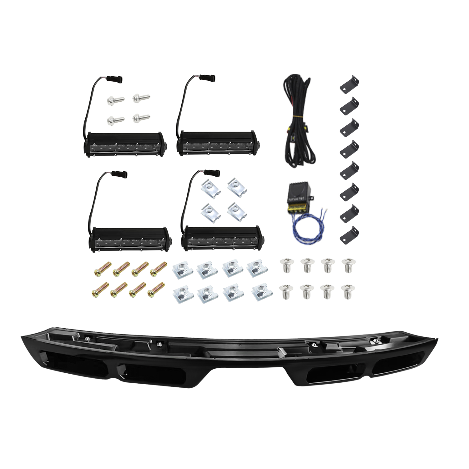 Roof Top Light Bar with 4 LED DRL Lamps for Land Rover Defender 90 110 130 2020-2025 Gloss Black Exterior Accessories