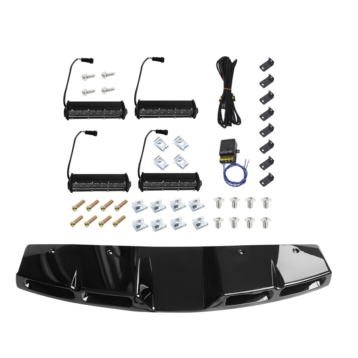 Roof Top Light Bar with 4 LED DRL Lamps for Land Rover Defender 90 110 130 2020-2025 Gloss Black Exterior Accessories