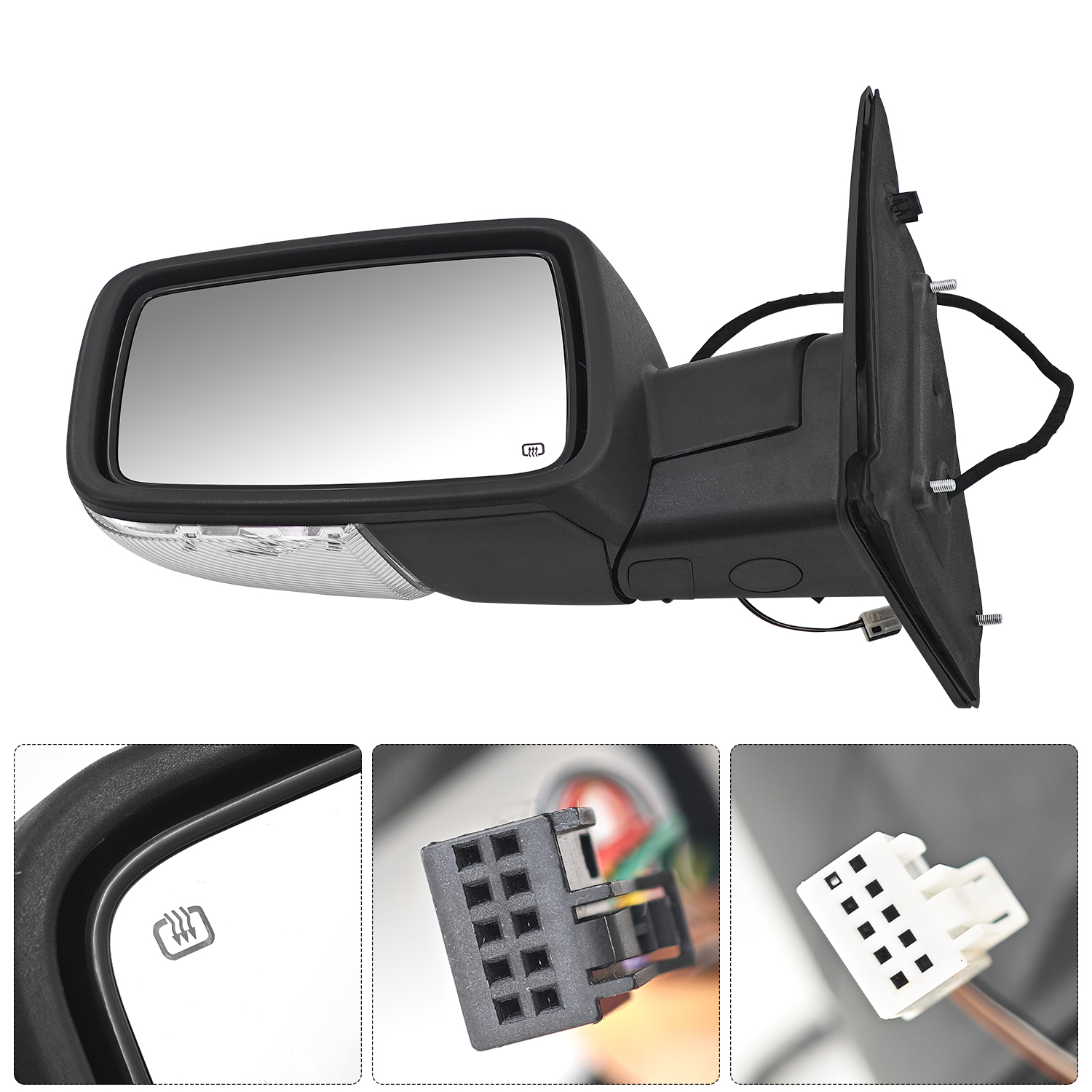 Pair  Mirrors Power Folding Glass for Dodge Ram 1500 2009-2018, 2500 3500 2010-2018, 1500 Classic 2019-2024, Driver & Passenger Side, Heated Turn Signal Convex Lens Temp Sensor Puddle Light