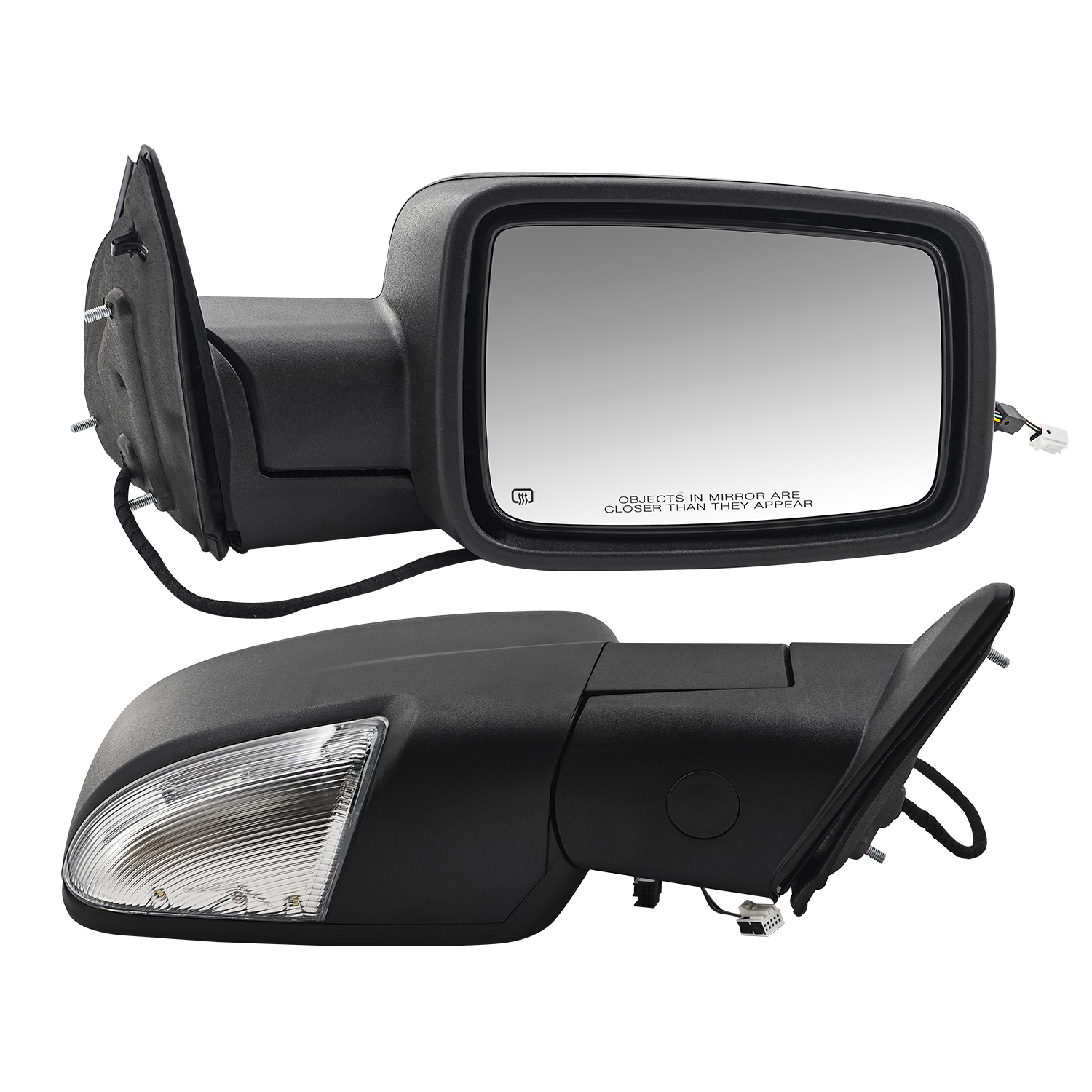 Pair  Mirrors Power Folding Glass for Dodge Ram 1500 2009-2018, 2500 3500 2010-2018, 1500 Classic 2019-2024, Driver & Passenger Side, Heated Turn Signal Convex Lens Temp Sensor Puddle Light
