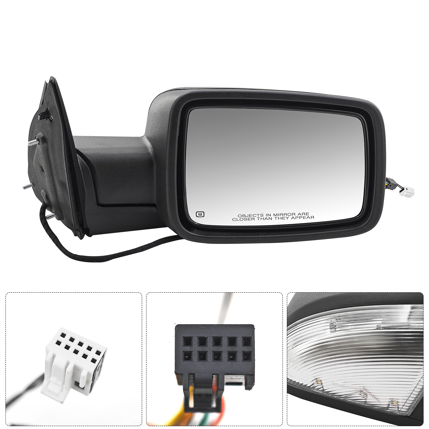 Pair  Mirrors Power Folding Glass for Dodge Ram 1500 2009-2018, 2500 3500 2010-2018, 1500 Classic 2019-2024, Driver & Passenger Side, Heated Turn Signal Convex Lens Temp Sensor Puddle Light