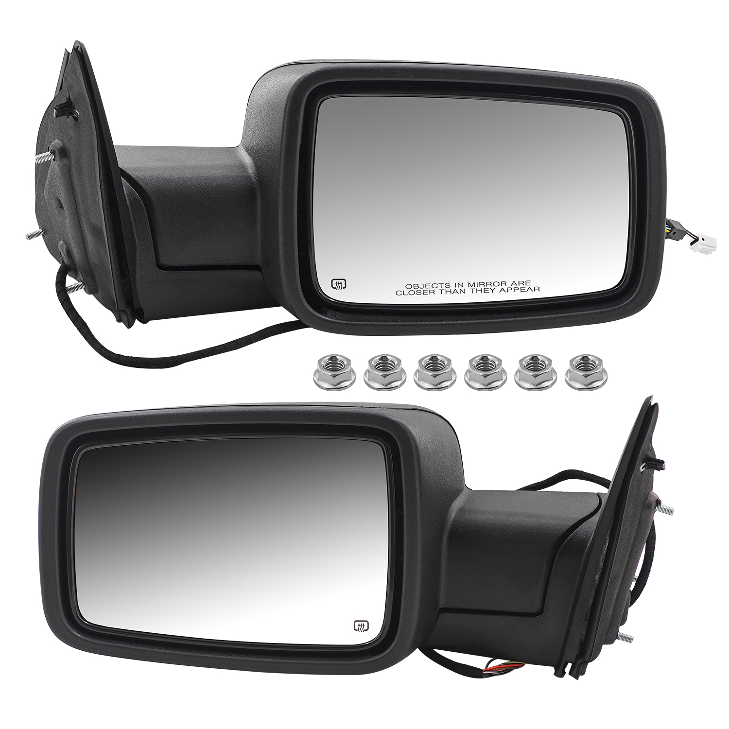 Pair  Mirrors Power Folding Glass for Dodge Ram 1500 2009-2018, 2500 3500 2010-2018, 1500 Classic 2019-2024, Driver & Passenger Side, Heated Turn Signal Convex Lens Temp Sensor Puddle Light