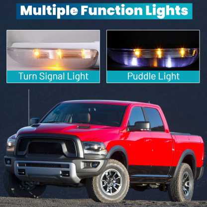 Pair  Mirrors Power Folding Glass for Dodge Ram 1500 2009-2018, 2500 3500 2010-2018, 1500 Classic 2019-2024, Driver & Passenger Side, Heated Turn Signal Convex Lens Temp Sensor Puddle Light