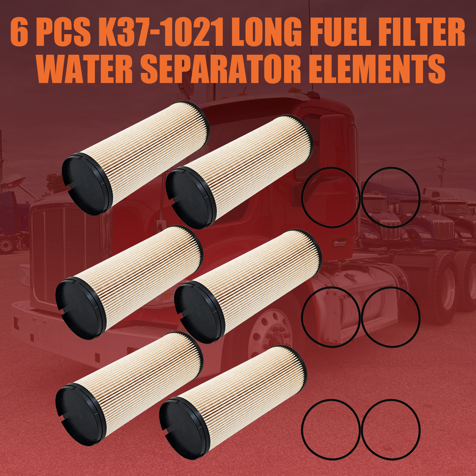 6pcs Fuel Filter fit for Cummins EPA ’17 ISX-12 ISX-15 2017-2024, for Kenworth T680 T880 W900, for Peterbilt 567 579