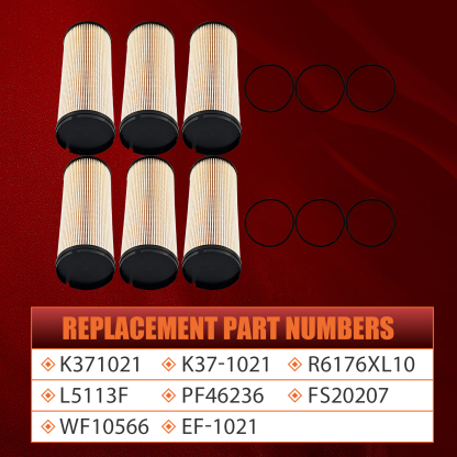 6pcs Fuel Filter fit for Cummins EPA ’17 ISX-12 ISX-15 2017-2024, for Kenworth T680 T880 W900, for Peterbilt 567 579