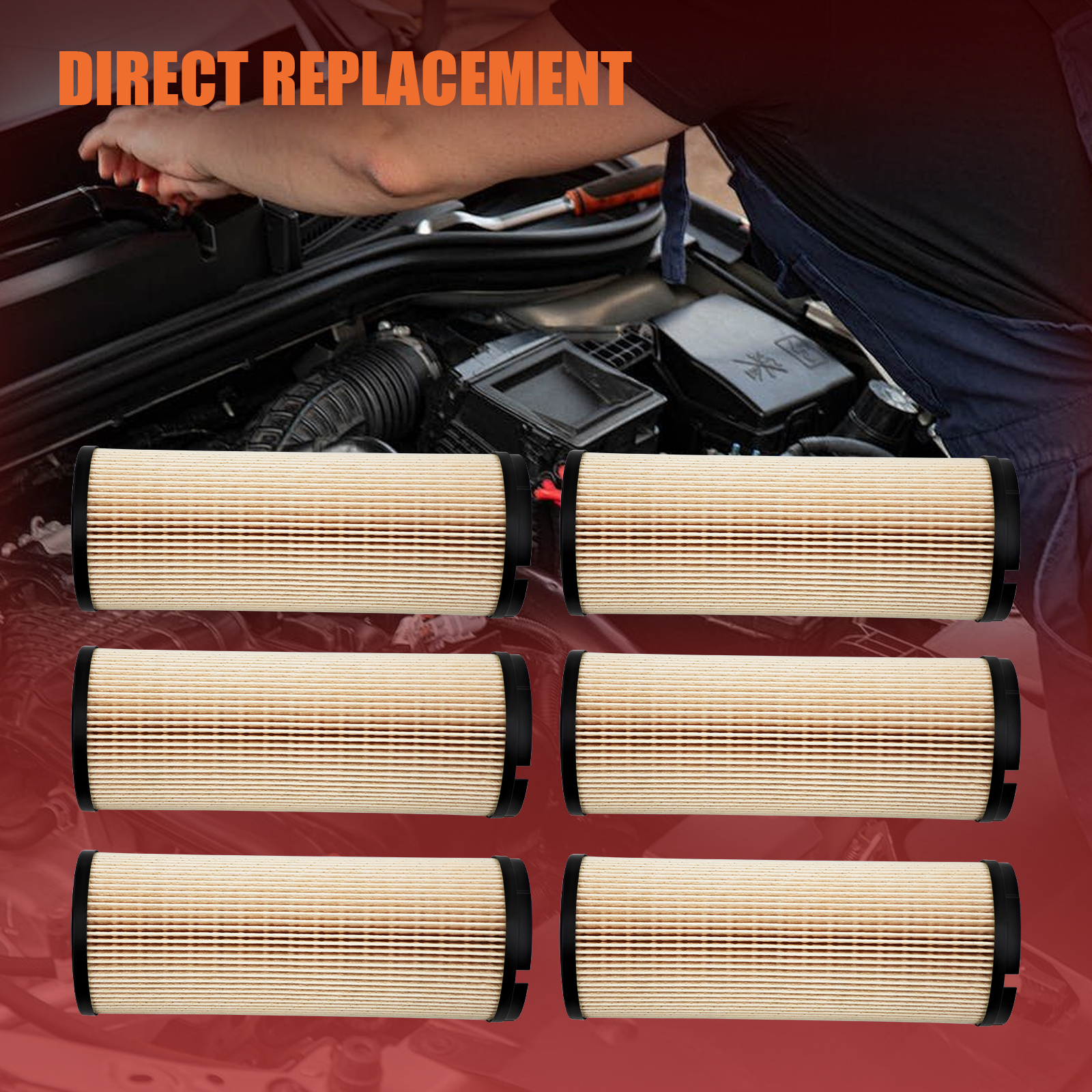 6pcs Fuel Filter fit for Cummins EPA ’17 ISX-12 ISX-15 2017-2024, for Kenworth T680 T880 W900, for Peterbilt 567 579