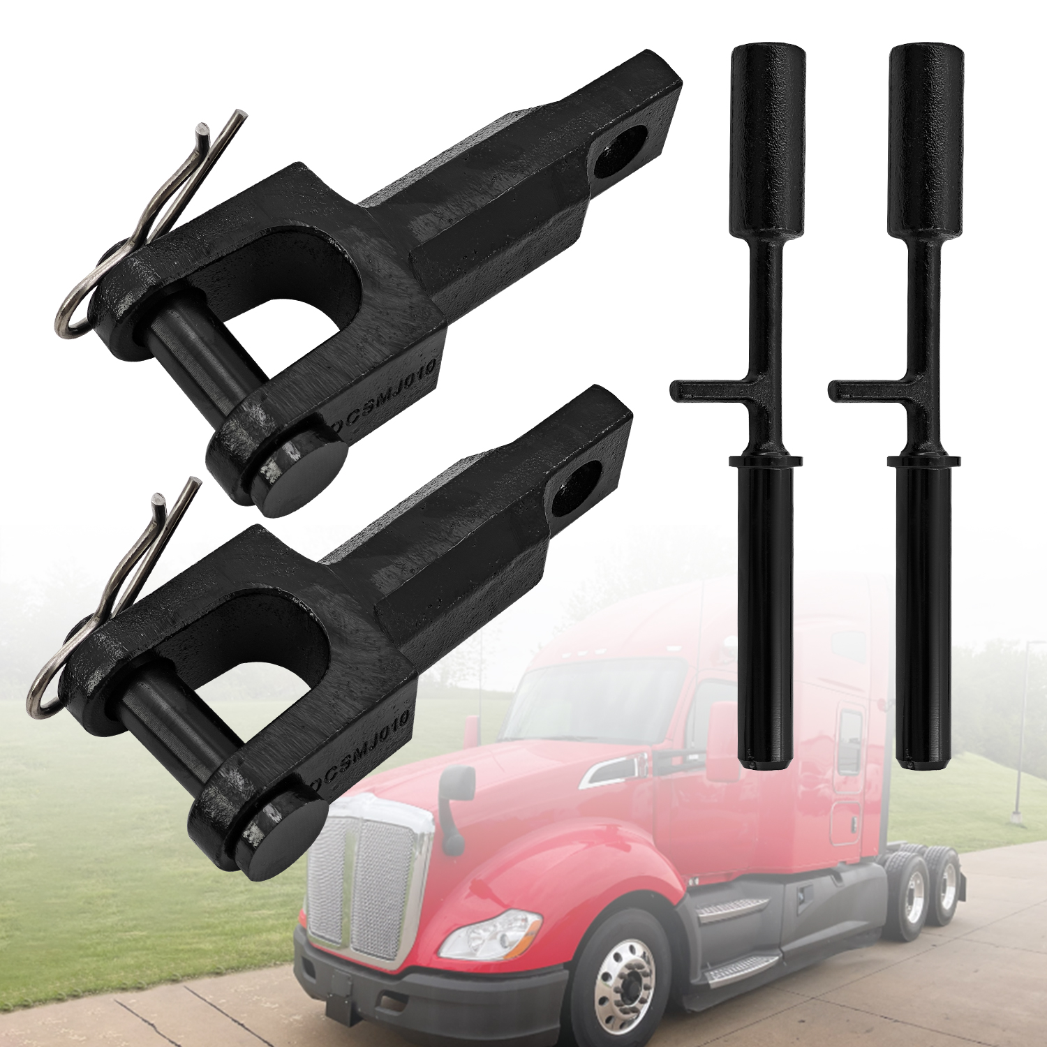 Full Set Rev A Tow Hooks Tow Pin Kit (2 PCS) Fits for Peterbilt for Kenworth A65-6008 A65-6000 14264AA 