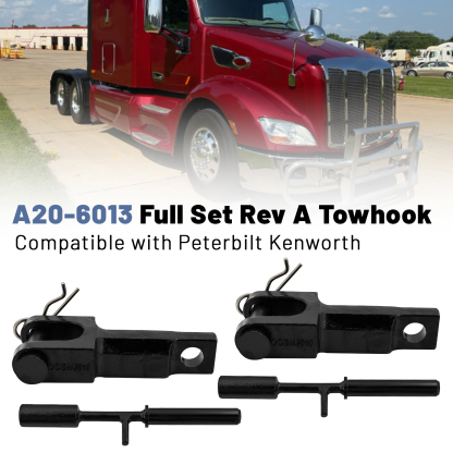 Full Set Rev A Tow Hooks Tow Pin Kit (2 PCS) Fits for Peterbilt for Kenworth A65-6008 A65-6000 14264AA 