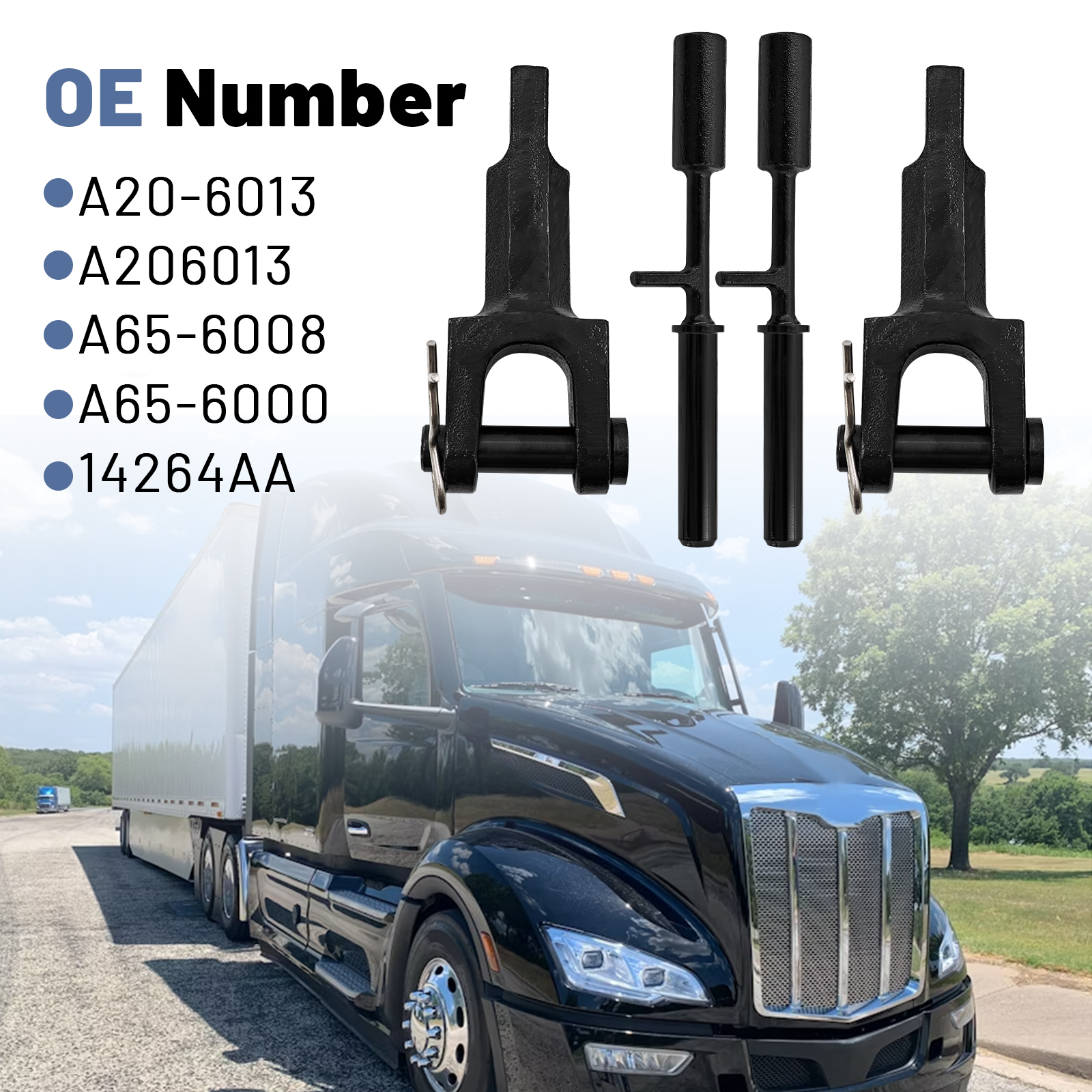Full Set Rev A Tow Hooks Tow Pin Kit (2 PCS) Fits for Peterbilt for Kenworth A65-6008 A65-6000 14264AA 