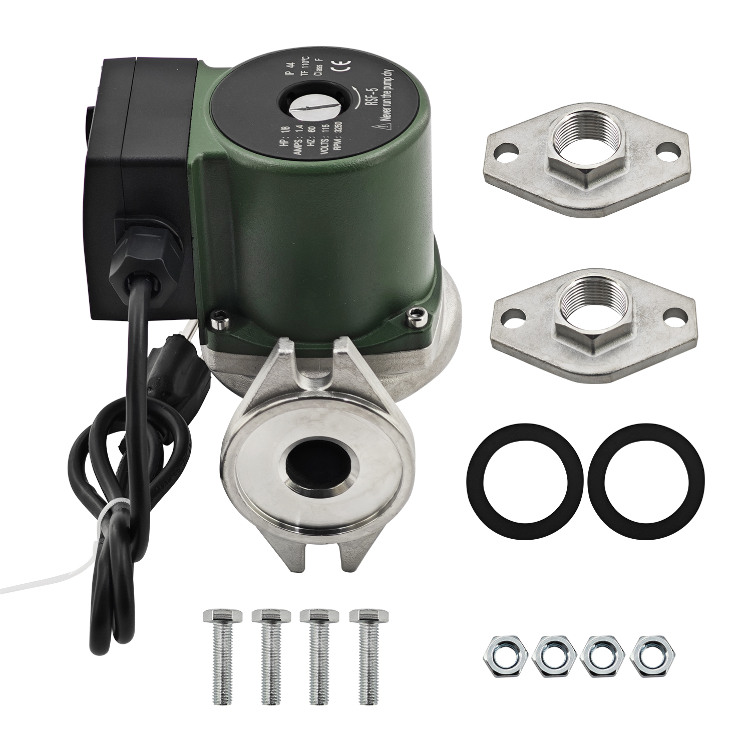 009-SF5 Water Circulating Pump Replacement for Taco 009-SF5 High Velocity Cartridge Circulator Pump with 1" Flanged 1/8 HP 115V 3250RPM 10GPM 150psi Circulator Pump