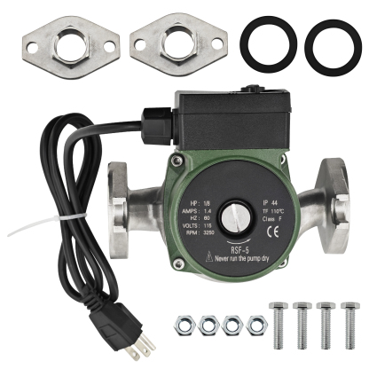 009-SF5 Water Circulating Pump Replacement for Taco 009-SF5 High Velocity Cartridge Circulator Pump with 1" Flanged 1/8 HP 115V 3250RPM 10GPM 150psi Circulator Pump