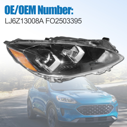 Right Passenger Side Headlight for 2020-2022 Ford Escape S Halogen with Bulb Replace #FO2503395 LJ6Z13008A 