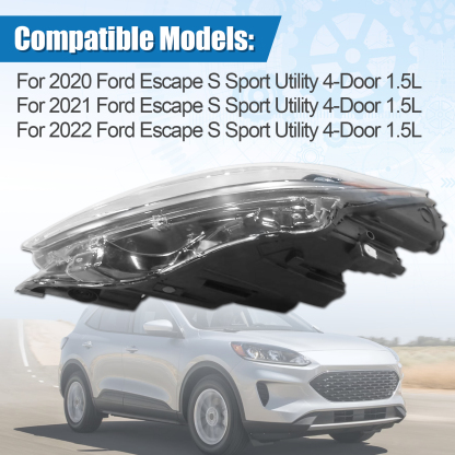 Right Passenger Side Headlight for 2020-2022 Ford Escape S Halogen with Bulb Replace #FO2503395 LJ6Z13008A 
